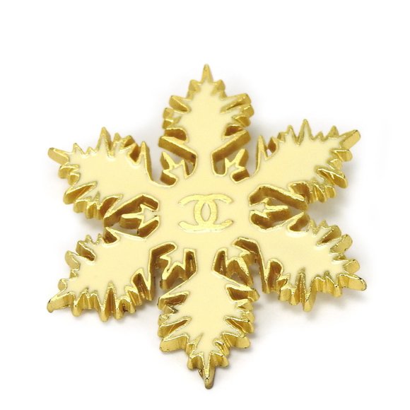 CHANEL brooch snowflake here mark white gold plated accessory ladies 01A acce... - Picture 11 of 11